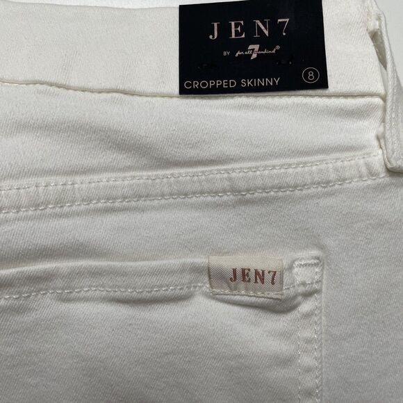 Jen7 Seven For All Mankind Jeans Cropped Skinny Ivory White Denim Stretch 8 NWT - Picture 7 of 13